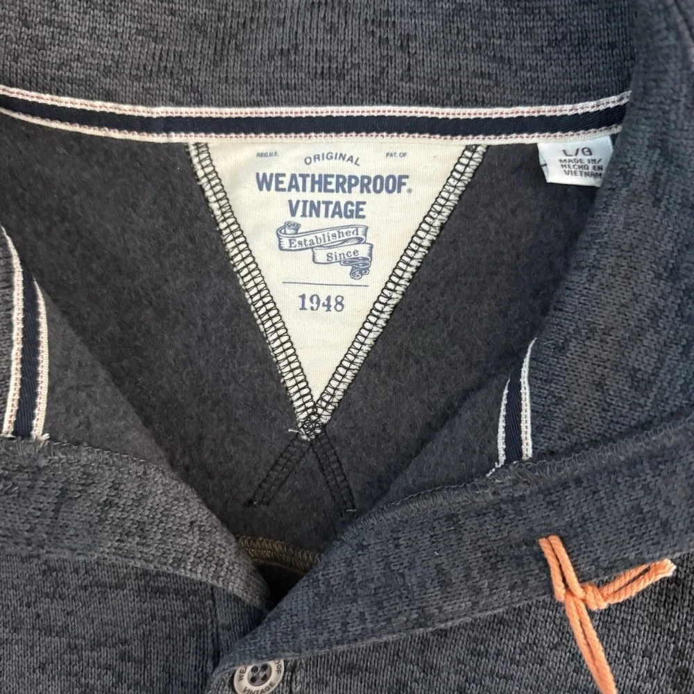 Men's New Weatherproof Vintage Brand Fleece Pullover NWT Large, Charcoal - Picture 3 of 4